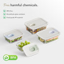 GENICOOK 4 Set Glass Meal Prep Containers with One-Hand Slid BPA Free - Like New