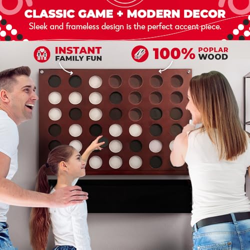 SWOOC Games Wall Mounted Giant 4 in A Row 60% Quieter Jumbo Size - Natural - Like New