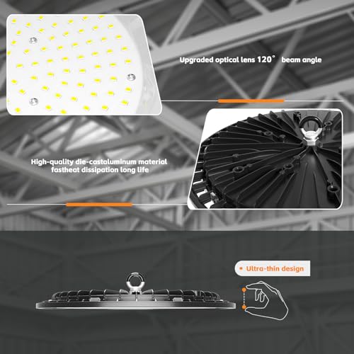 LED High Bay Light 150W 4 Pack, 5000K Daylight, 22500LM, UFO художник - Like New