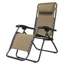 CARAVAN SPORTS ZERO GRAVITY OUTDOOR FOLDING PATIO LOUNGE CHAIR - BEIGE - Brand New