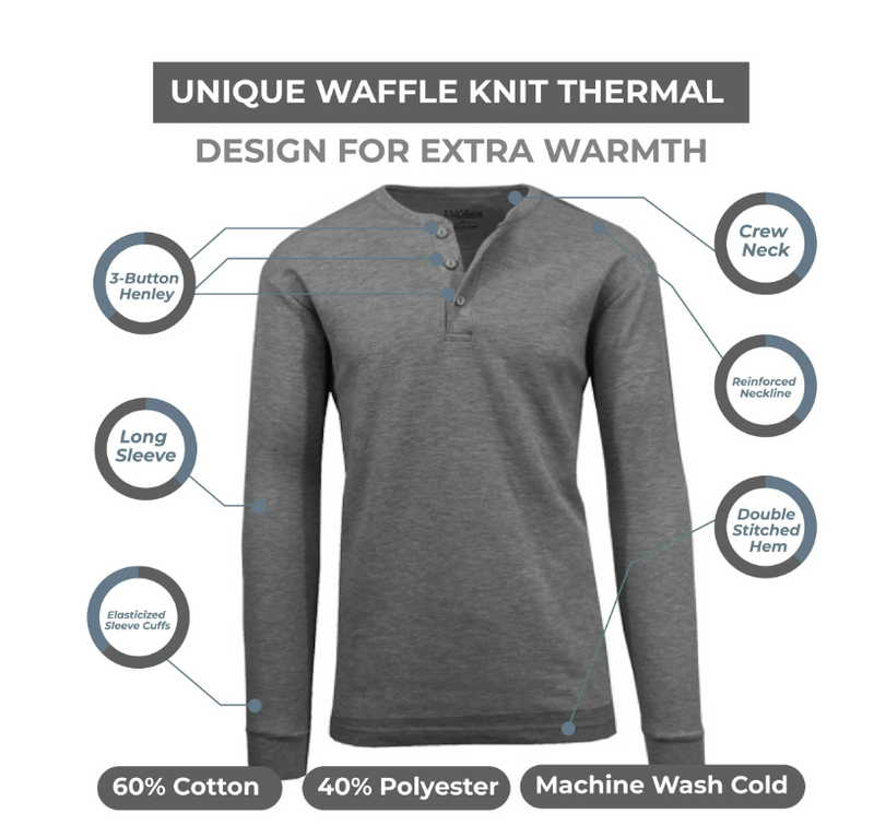 BLUE ICE MENS CHARCOAL LONG SLEEVE STRETCH HENLEY SHIRT SIZE: MEN S - CHARCOAL - Brand New