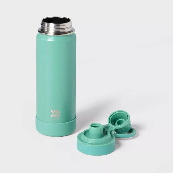 ALL IN MOTION 24OZ STAINLESS STEEL VACUUM INSULATED WATER BOTTLE - SOFT GREEN - Like New