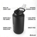 ZULU GOALS VACUUM TRIPLE 64 OUNCES STAINLESS STEEL WATER BOTTLE - BLACK - Like New