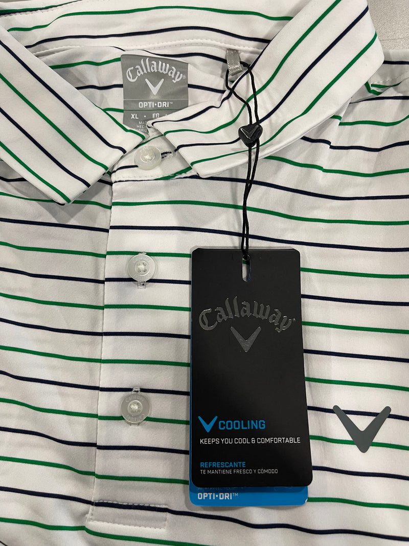 CALLAWAY MEN'S SURPRISE POLO - SIZE: MEN XL - WHITE/GREEN/NAVY - Like New