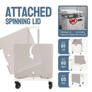 HONSHINE COLLAPSIBLE ROLLING CRATE WITH SPINNING OPEN LID, XZG - WHITE - Like New