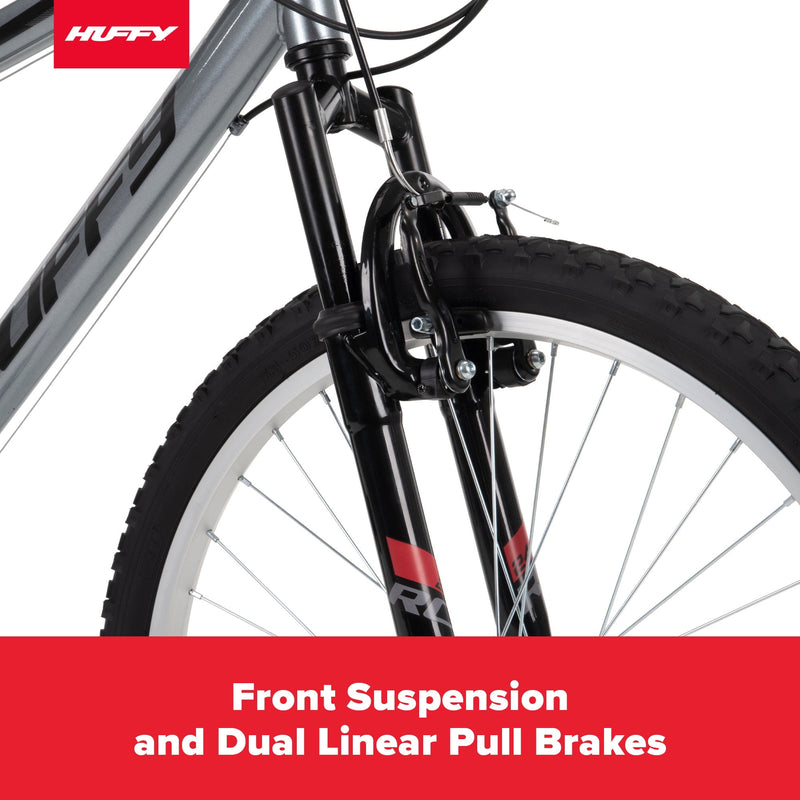 HUFFY 24" ROCK CREEK MOUNTAIN BIKE, FITS RIDERS 4'8" - 5'8", GRAY - Like New