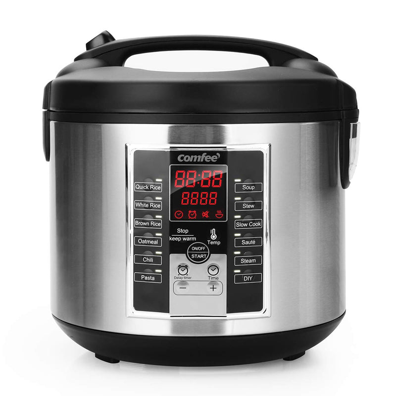 COMFEE' Rice Cooker Slow Steamer Stewpot Sauté (5.2Qt ) MB-M25 - Silver/Black - Like New