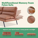 VYFIPT Futon Sofa Bed Couch 3” Memory Foam Faux Leather SF-BC534-CH - Brown - Like New