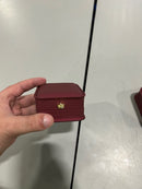 N/A GOLD HOOP HUGGIE EARRINGS IN VELVET BOX WITH GOLD ROYAL PENDANT - GOLD - Like New