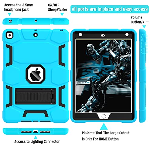 CCMAO CASE FOR IPAD 9TH GENERATION, 2021/2020/2019 WITH KICKSTAND - BLUE/BLACK - Brand New