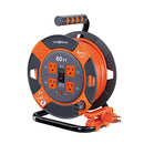 LINK2HOME CORD REEL 60FT EXTENSION CORD 4 POWER OUTLETS - ORANGE/BLACK - Like New