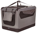 AMAZON BASICS PORTABLE FOLDING SOFT CRATE CARRIER KENNEL 36 X 24 X 24 - GREY - Like New