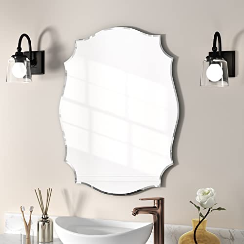 KOHROS WALL MIRROR SCALLOPED FRAMELESS BEVELED EDGE POLISHED FOR BATHROOM - Like New