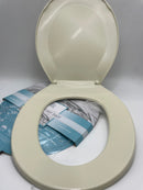 DREAM BATH HARD PLASTIC TOILET SEAT NON-SLIDE HINGES FIT 17" TOILET BOWLS, BEIGE - Like New