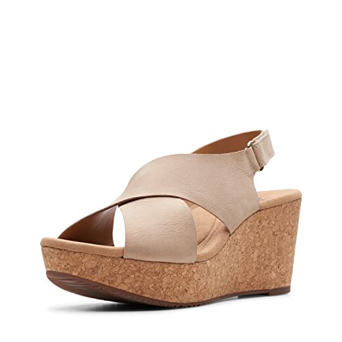 261248684050 CLARKS WOMEN ANNADEL EIRWYN WEDGE SANDAL SAND NUBUCK SIZE 9.5 - Like New