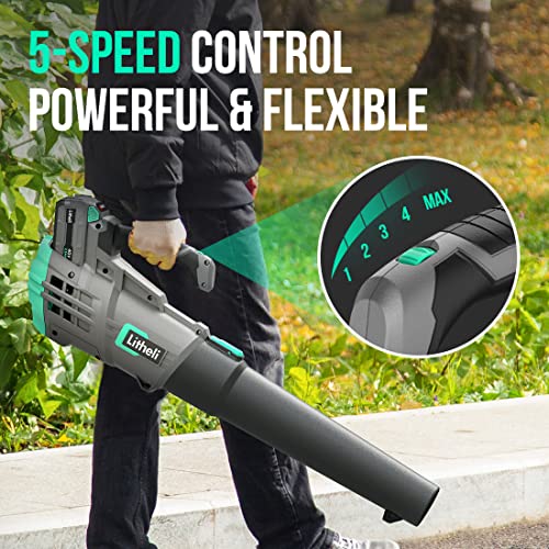 Litheli Cordless Leaf Blower 40V 2.0Ah Battery D07101550 - Gray/Green - Like New