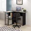 FURINNO ABBOTT L-SHAPE COMPUTER DESK WITH BOOKSHELF FRENCH OAK GRAY/BLACK - Like New