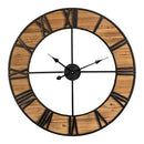 Glitzhome Oversized Wall Clock Farmhouse Wooden & Metal Home Decor 30" D - Like New
