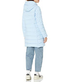 TOMMY HILFIGER WOMEN'S SOLID LONG PUFFER UNTRIMMED HOOD LONG JACKET - CERULEAN - Brand New