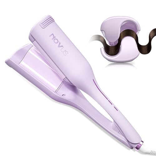 NOVUS CURLING IRON HAIR CRIMPER WAVER 1.4 INCH ANTI-SCALD ROVY WAVES - LAVENDER - Like New