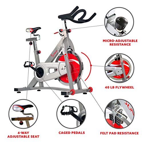 SUNNY HEALTH & FITNESS BELT DRIVE PRO INDOOR CYCLING BIKE - SF-B901B - GRAY - Like New