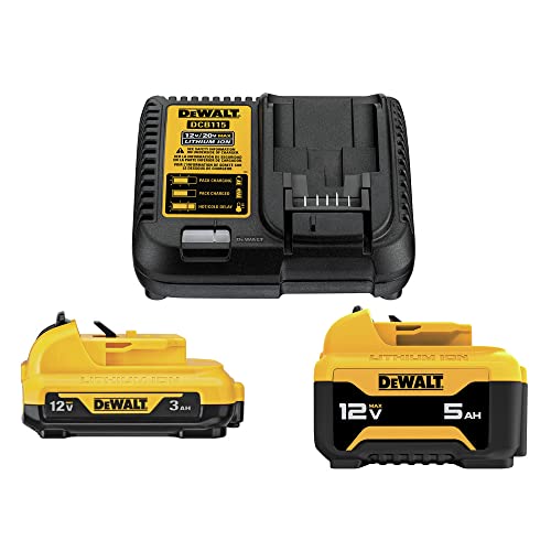 DEWALT DCB135C 2-PIECE 12V 3 AH / 5 AH LITHIUM-ION BATTERIES - YELLOW/BLK - Brand New