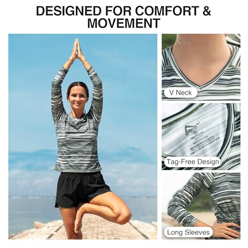 KANU SURF WOMEN'S UPF 50+ LONG SLEEVE ACTIVE SWIM TEE & TOP SIZE M BLACK/GRAY - Brand New