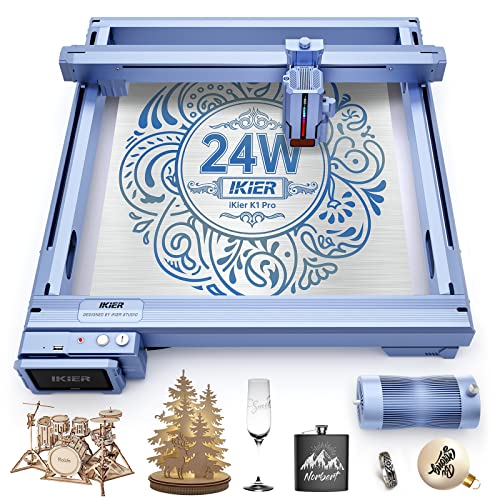 IKIER K1 PRO LASER ENGRAVER AUTO AIR ASSIST PUMP 24W OUTPUT LASER CUTTER - Like New
