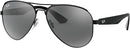 RAY-BAN Men's RB3523 Aviator Sunglasses - Grey Mirrored Silver/Matte Black Frame - Like New