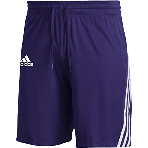 GM2463 ADIDAS MEN'S 3-STRIPES KNITS SHORTS PURPLE/WHITE XL - PURPLE - Like New