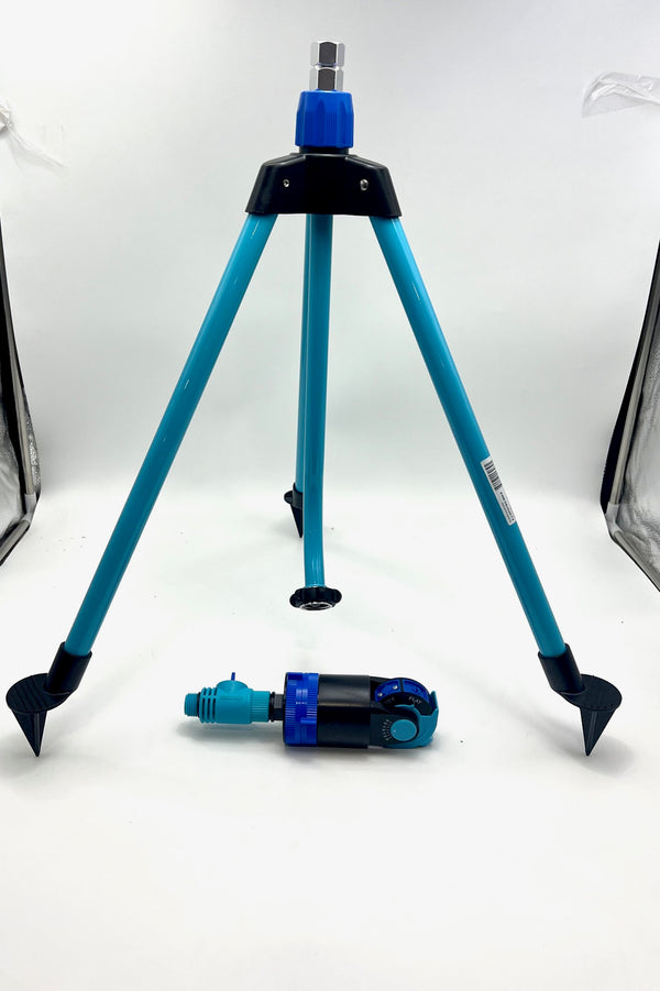 Aqua Joe HD Sprinkler Mister W/Metal Tripod Base 6 Patterns AJ-6PSTB-MAX - BLUE - Like New