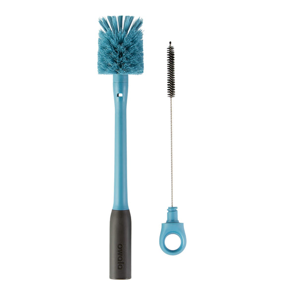 OWALA 2-IN-1 WATER BOTTLE BRUSH CLEANER AND WATER BOTTLE - SMOKEY BLUE - Brand New