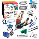 Zipline Kit 120ft Zip Line With Brake, Safety Harness Seat B08Y5YFSZN - Black - Brand New