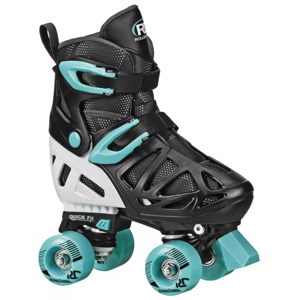 ROLLER DERBY YOUTH ADJUSTABLE ROLLER SKATES 4 WHEELS - YOUTH Y3-6 - BLUE/BLACK - Like New