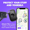 TILE BY LIFE360 PRO TRACKER KEY FINDER ITEM LOCATOR ANDROID/APPLE 2 PACK - BLACK - Like New