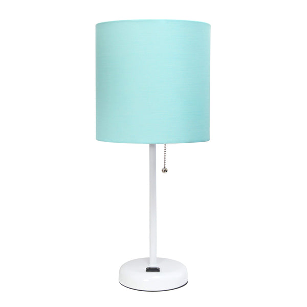SIMPLE DESIGNS LT2024-AOW WHITE STICK TABLE DESK LAMP, NO BULB, AQUA/WHITE - Like New