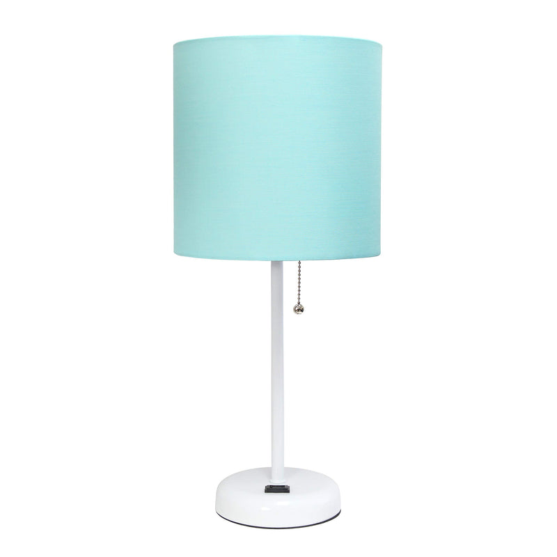 SIMPLE DESIGNS LT2024-AOW WHITE STICK TABLE DESK LAMP, NO BULB, AQUA/WHITE - Like New