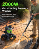 PATOOLIO PRESSURE WASHERS, POWER WASHER WITH 4 LOCKABLE WHEELS - GREEN/BLACK - Like New