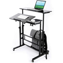 PORTABLE STANDING DESK SMALL STANDING WHEELS ADJUSTABLE STANDING DESK BLACK Like New