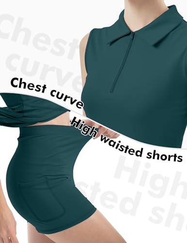 FKEEP WOMEN'S TENNIS GOLF DRESSES ZIPPER V-NECK SPORT SIZE: L - AQUA GREEN - Brand New