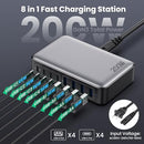 GKUTW USB C CHARGER 200W USB C CHARGER BLOCK UPGRADED GAN III 8-PORT - BLACK - Brand New