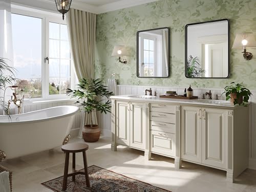 BRIGHTIFY BLACK BATHROOM MIRROR WALL 22 X 30 METAL RECTANGLE SY2010-22X30-BK - Like New