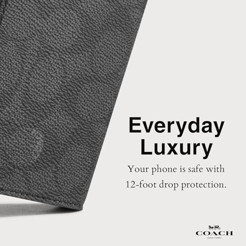 COACH SIGNATURE CANVAS WALLET FOLIO IPHONE 16 PRO CASE DESIGNER CHARCOAL - Like New