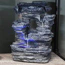 Sunnydaze Five Stream Rock Cavern Waterfall Fountain LED Lights 13-Inch - NEW - Brand New