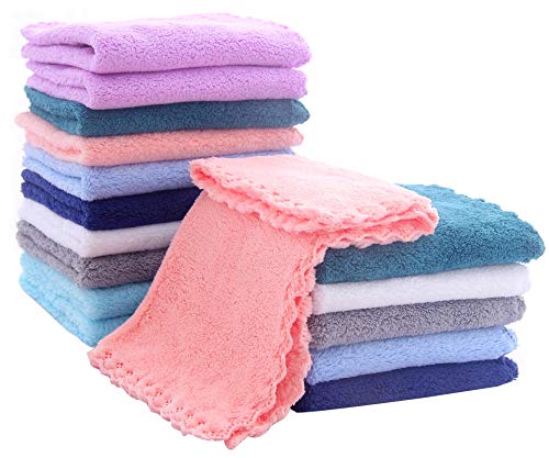 BAMBOO QUEEN 16 PACK BABY WASHCLOTHS LUXURY MULTICOLOR CORAL FLEECE - Like New
