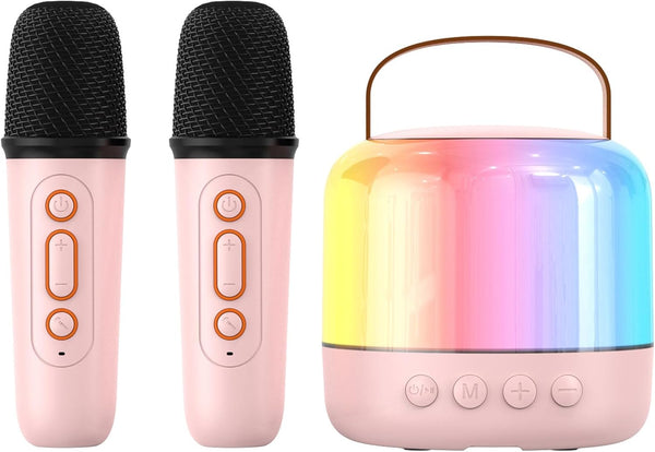 MUMUWIND KARAOKE MACHINE 2 MICROPHONES PORTABLE MINI KARAOKE MACHINE - PINK - Like New