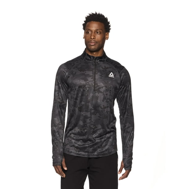 REEBOK MENS TRAIL QUARTER-ZIP ACTIVE PULLOVER - SIZE: MEN 2XL - EBONY CAMO - Brand New
