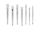 LA SANTE 7-PIECE SET: DESIGNER MAKEUP BRUSHES - SILVER - Like New
