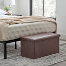 Edenbrook 30" Rectangle Storage Ottoman - Buttonless Tufted Ottoman - Brown Faux - Like New