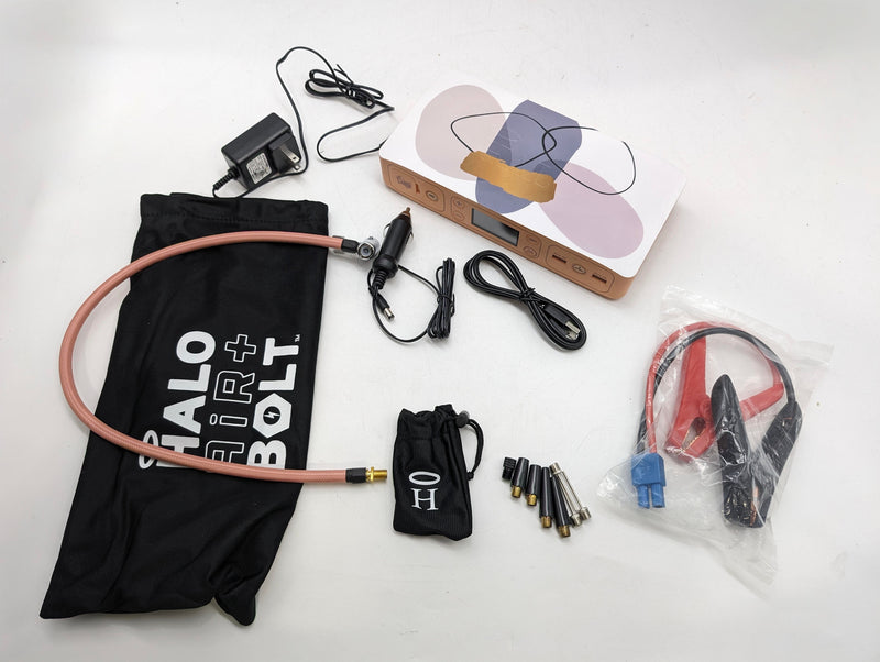 HALO BOLT AIR+ PORTABLE JUMP STARTER AIR COMPRESSOR - PINK/WHITE/ORANGE - Like New